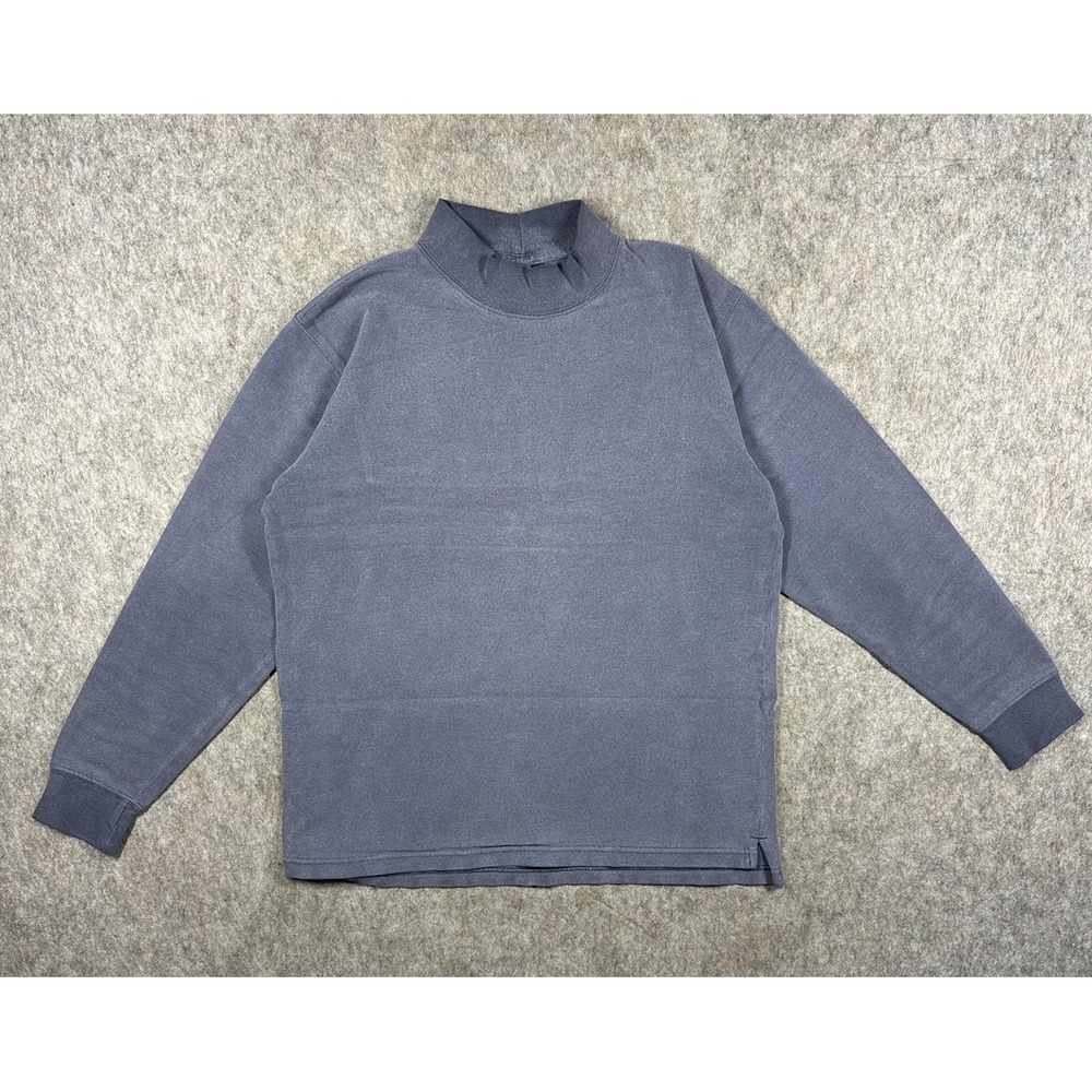 Vintage Cambridge Classics Mens Small Blue Mock Neck Long Sleeve Shirt 80/38